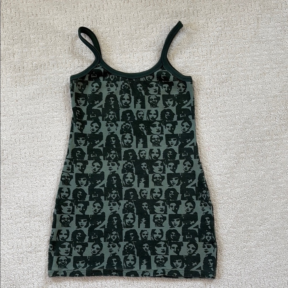 Edikted Green Graphic Mini Dress